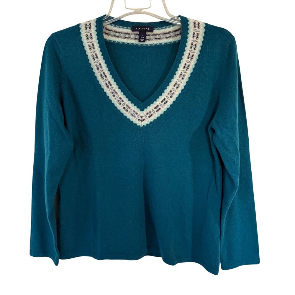 Land’s End Women Teal Pullover sweater size L